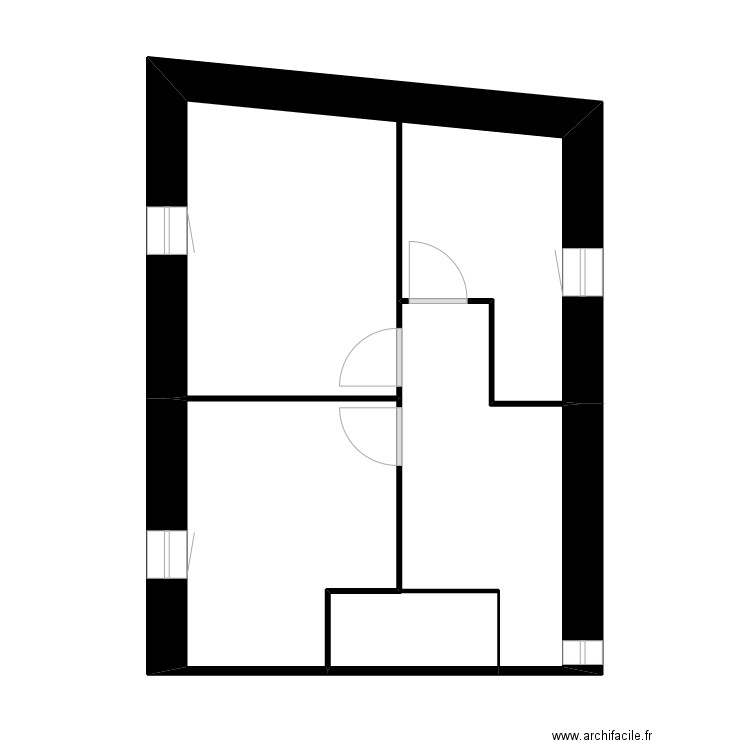 brut 1er. Plan de 4 pièces et 65 m2