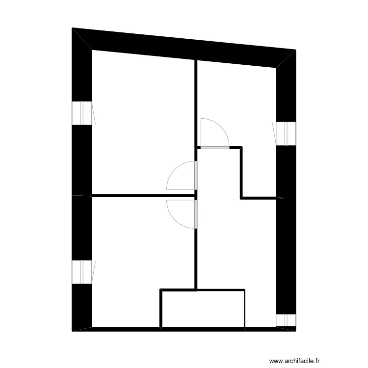 brut 1er. Plan de 4  et 65 m²