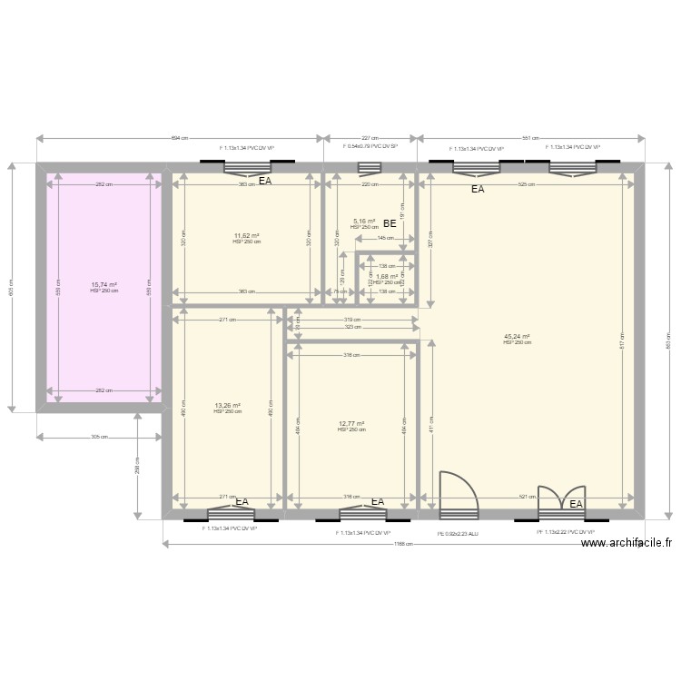 ML24008123. Plan de 7 pièces et 105 m2