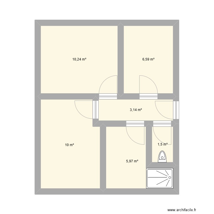 Extension de maison. Plan de 6 pièces et 37 m2