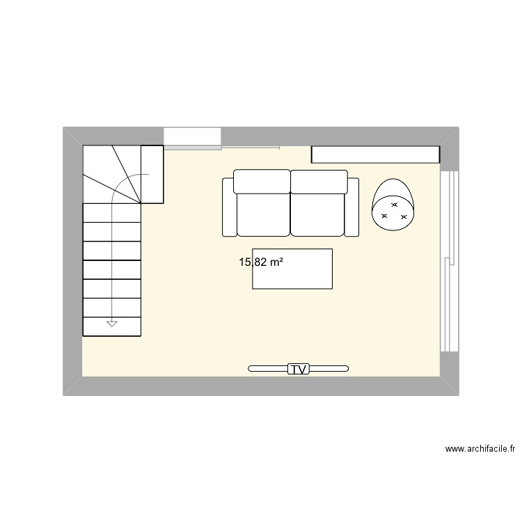 Salon. Plan de 1 pièce et 16 m2