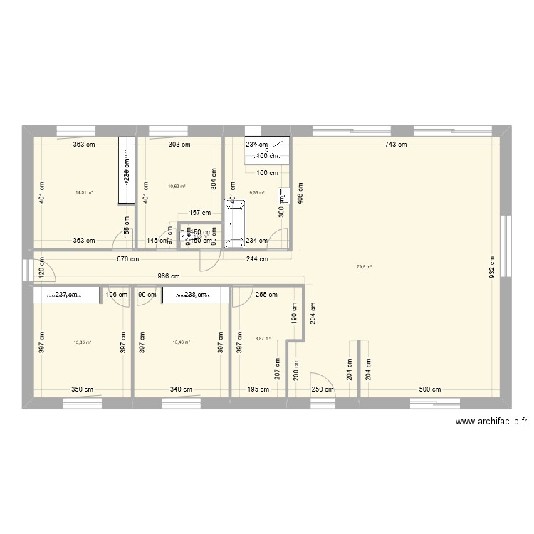 Choupinette 2. Plan de 9 pièces et 151 m2