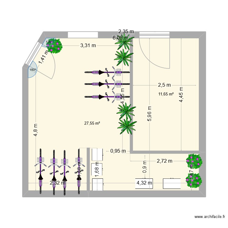 cours lorraine. Plan de 2 pièces et 39 m2