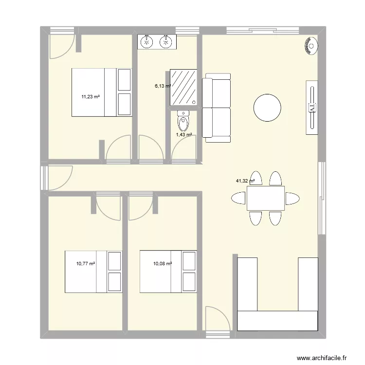 MAISON A. Plan de 6  et 81 m²