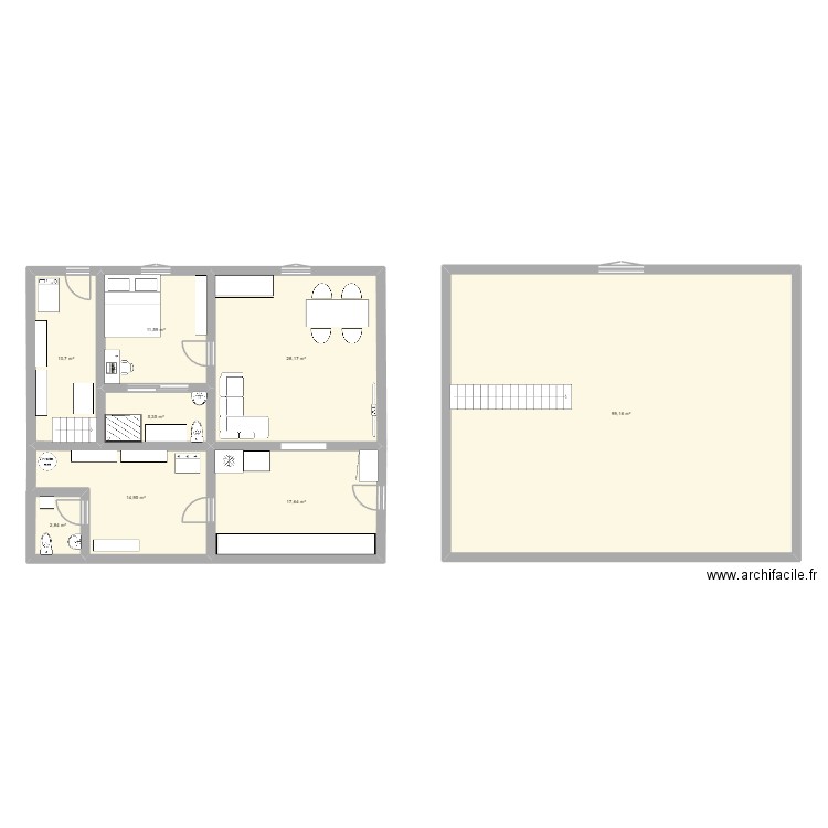 carriere. Plan de 8 pièces et 190 m2