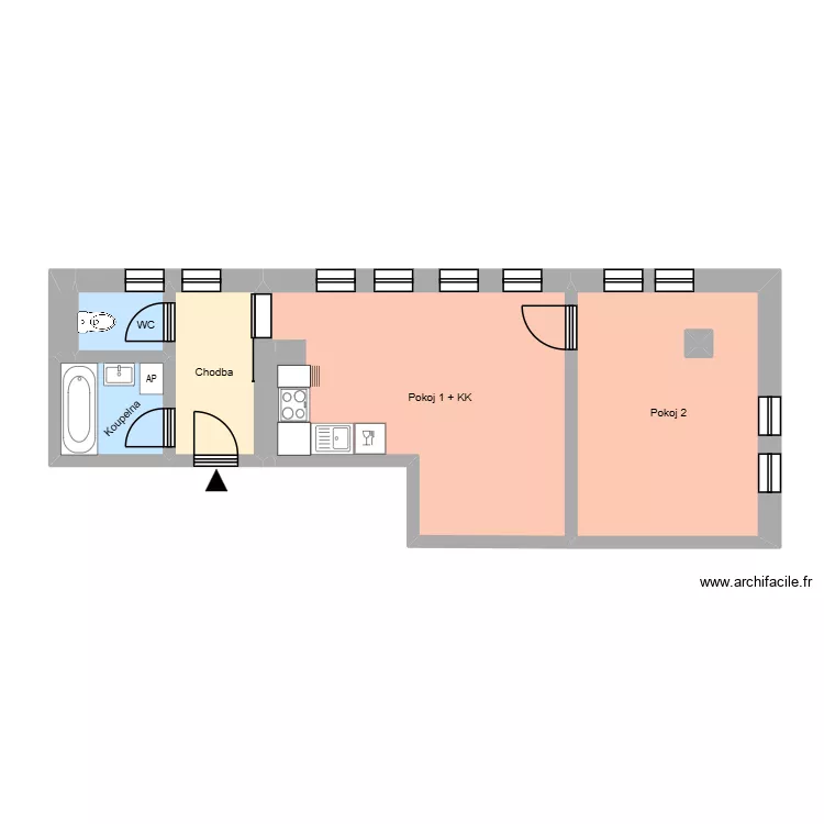 Čs. legi&iacute; 2820, byt 14. Plan de 12  et 166 m²
