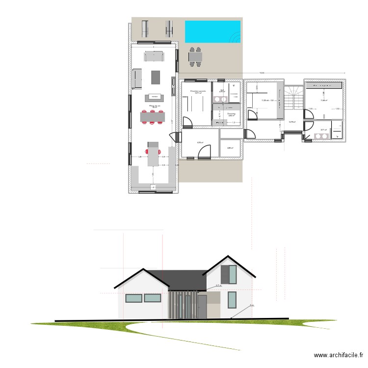 LONGERE TYPE 7 ter. Plan de 28 pièces et 291 m2