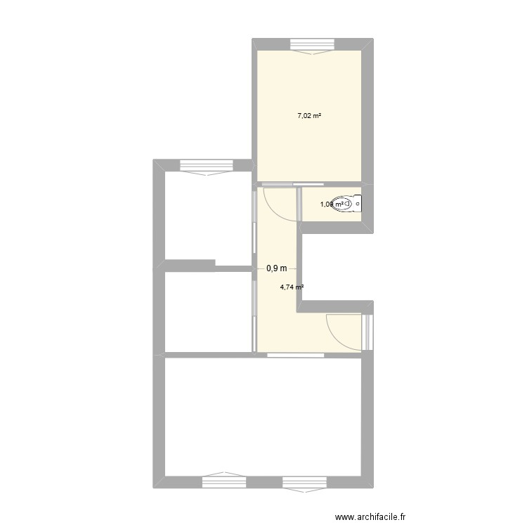126 complet. Plan de 3 pièces et 13 m2