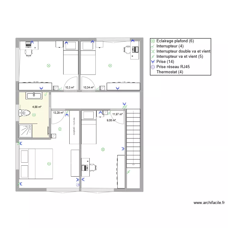 Villa A 1er &eacute;tage. Plan de 