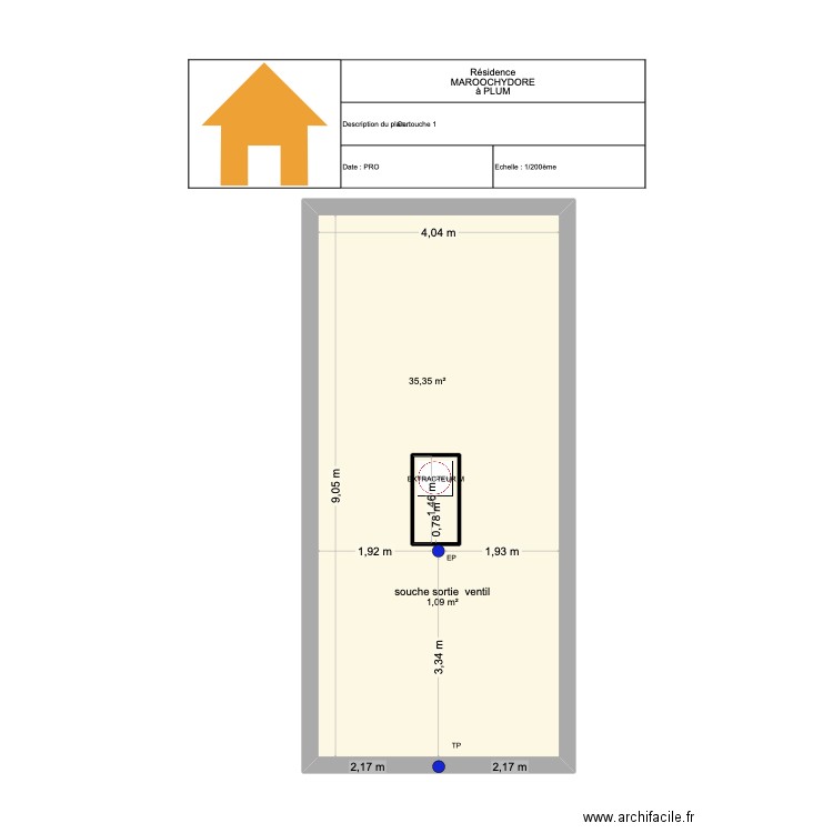 Résidence MAROOCHYDORE à PLUM. Plan de 2 pièces et 38 m2