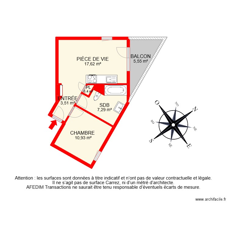 BI 28702. Plan de 10 pièces et 58 m2
