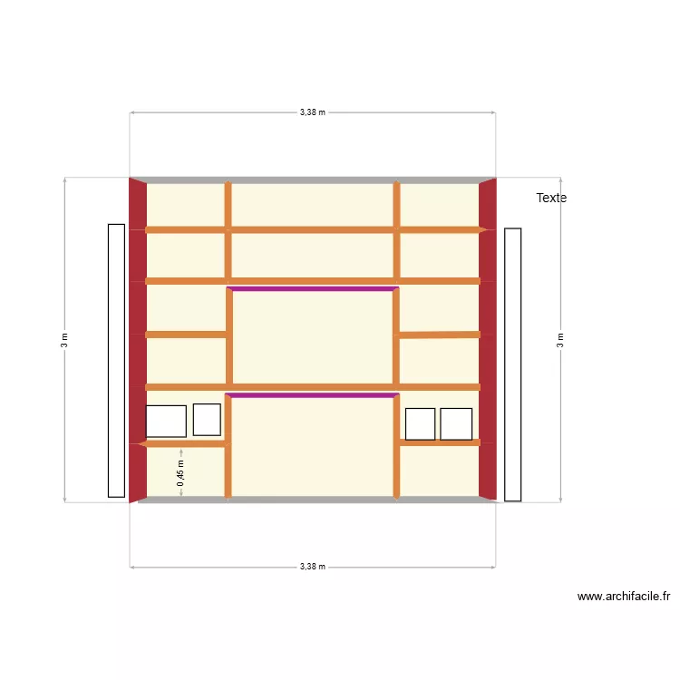 Dressing chambre V2. Plan de 14  et 8 m²