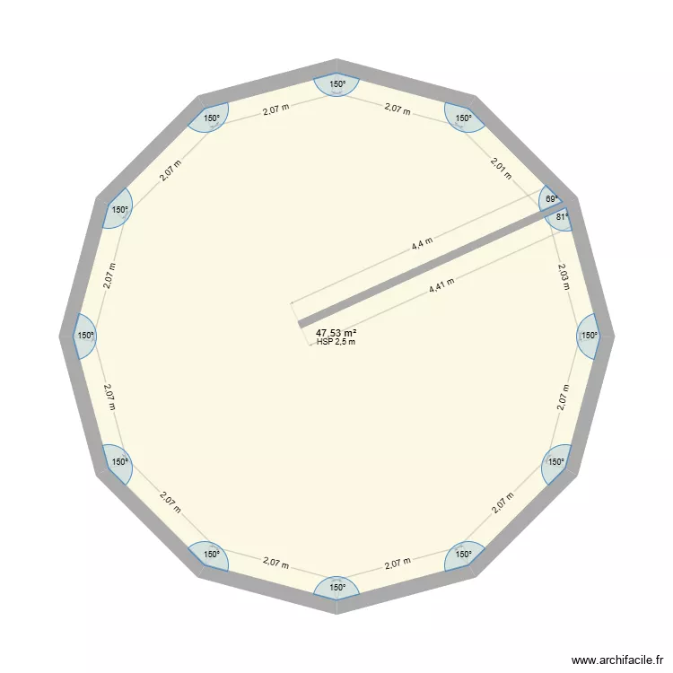 yourte 8m St jo v2. Plan de 1 Pièce et 48 m² yourte 8m St jo v2. Plan de 1 Pièce et 48 m²