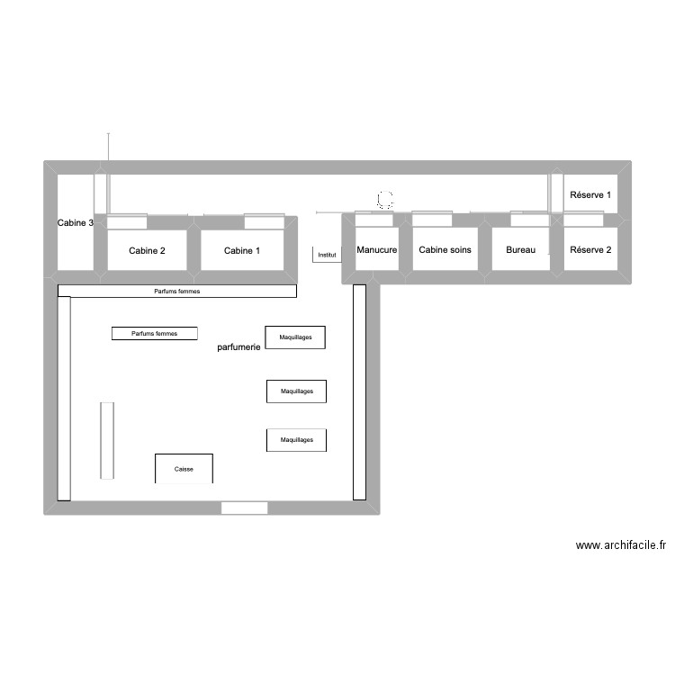 Institut. Plan de 9 pièces et 44 m2