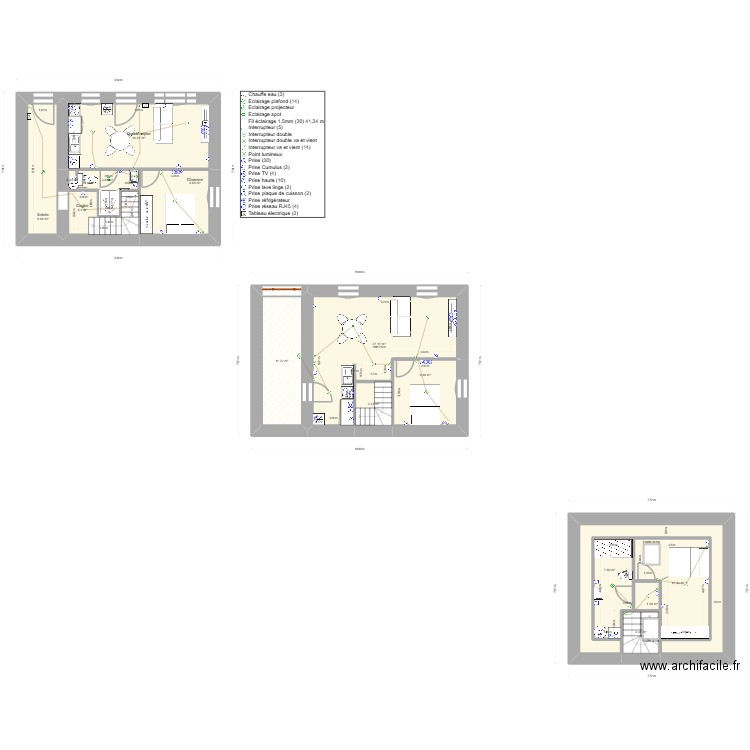 ledeuil plan élec. Plan de 15 pièces et 137 m2