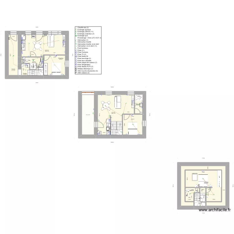 ledeuil plan &eacute;lec. Plan de 14  et 137 m²
