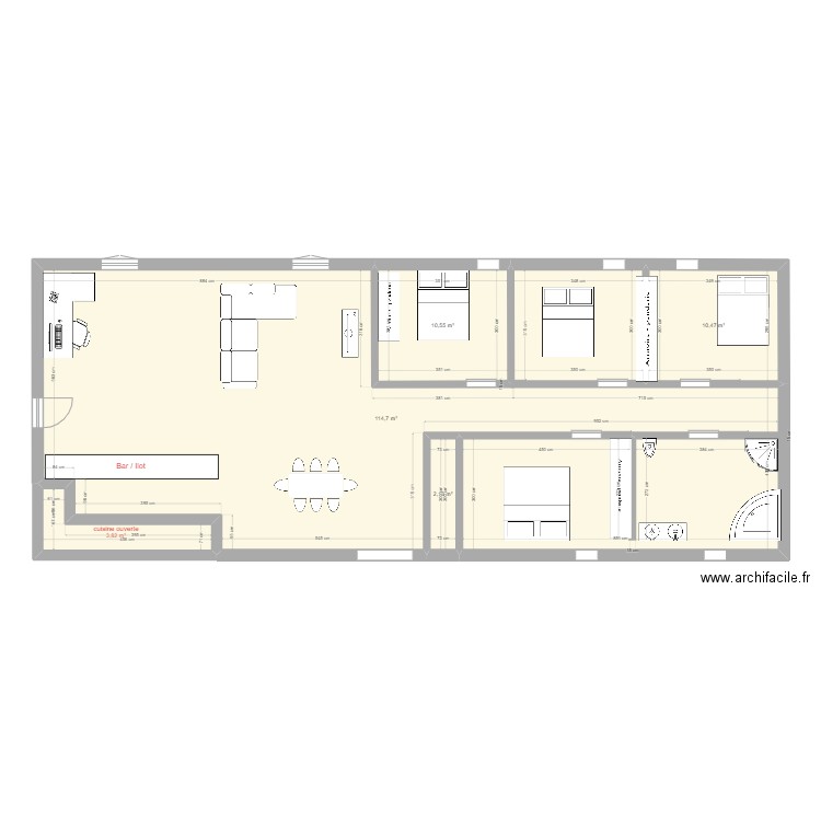 Maison reno. Plan de 5 pièces et 142 m2