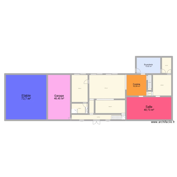 0001. Plan de 14 pièces et 301 m2