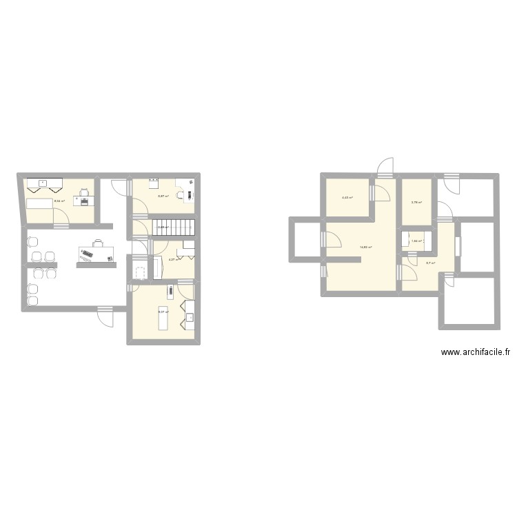 uc3. Plan de 10 pièces et 61 m2