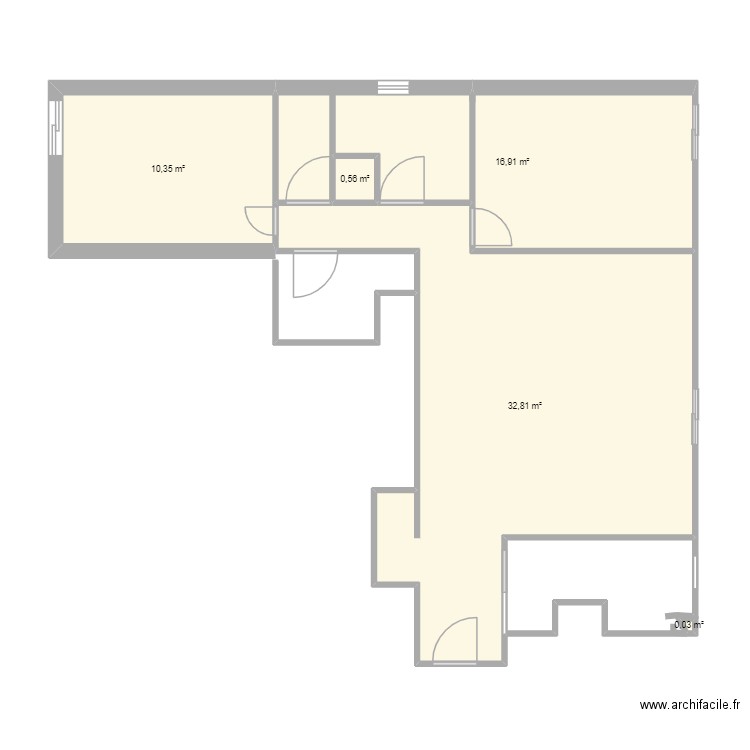 appartement. Plan de 5 pièces et 61 m2