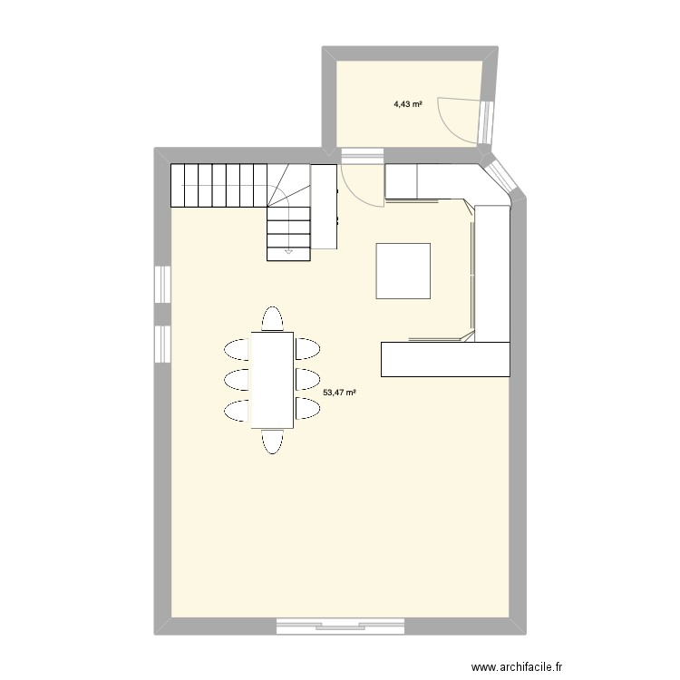 Maison Salles. Plan de 2 pièces et 58 m2