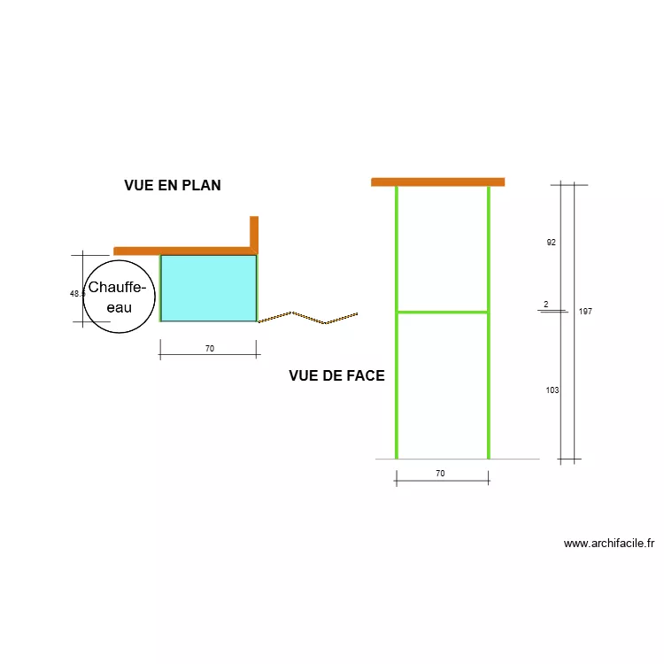PLACARD CHAUFFE EAU. Plan de 