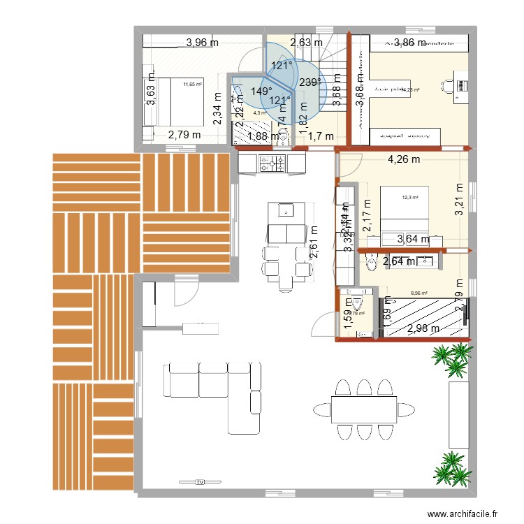 PUISSERGUIER. Plan de 8 pièces et 63 m2