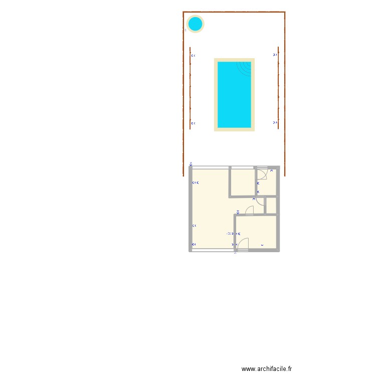 Poolhouse 2. Plan de 4 pièces et 52 m2