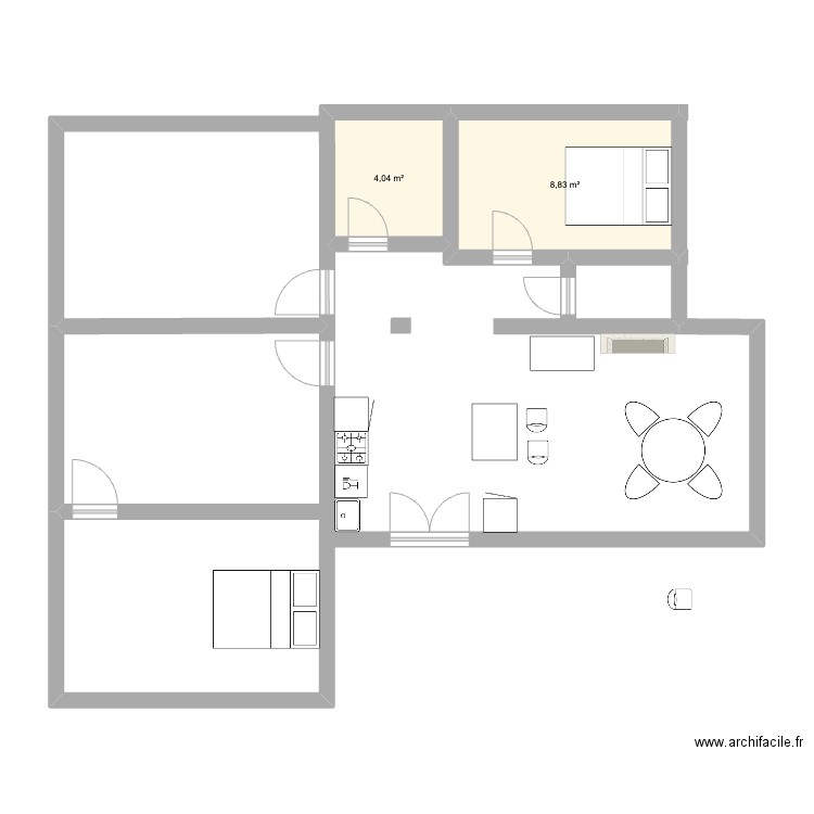 ourcq3. Plan de 2 pièces et 13 m2