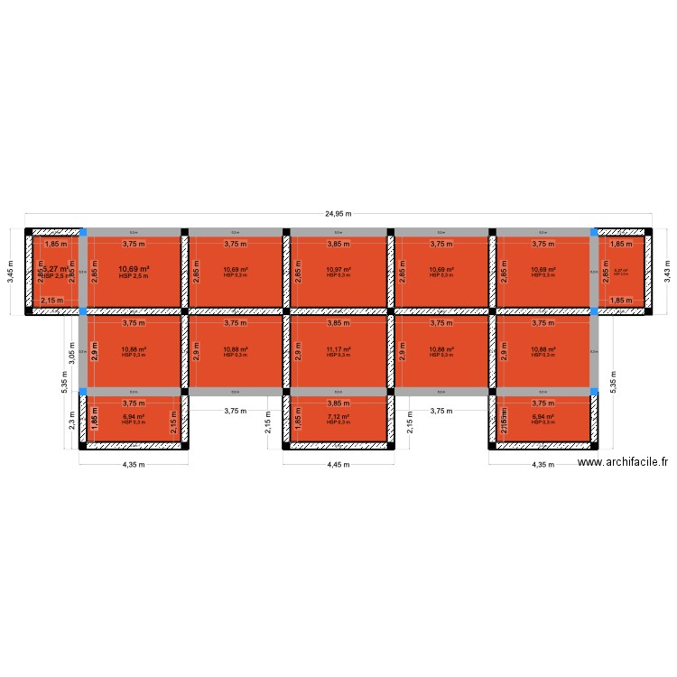 PROJET_KPALONGO_5T2_OPTION_C_FONDATIONS. Plan de 15 pièces et 140 m2