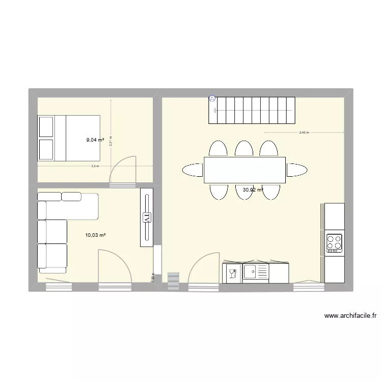 St Lazare - bas V10. Plan de 3  et 50 m²
