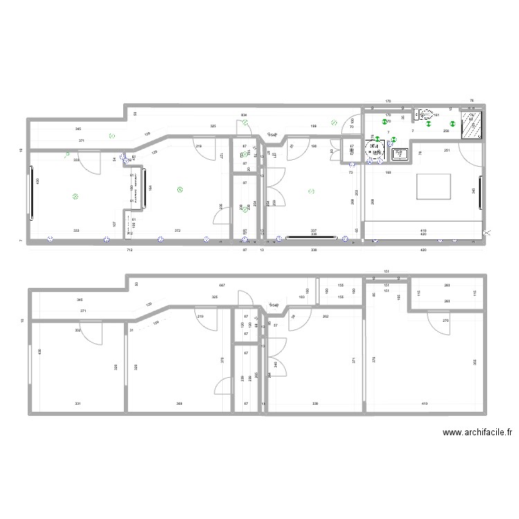 4429. Plan de 27 pièces et 142 m2