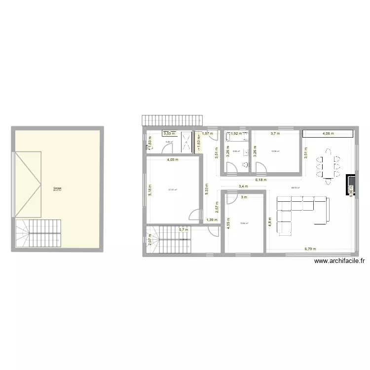Lukavica. Plan de 8 pièces et 198 m²