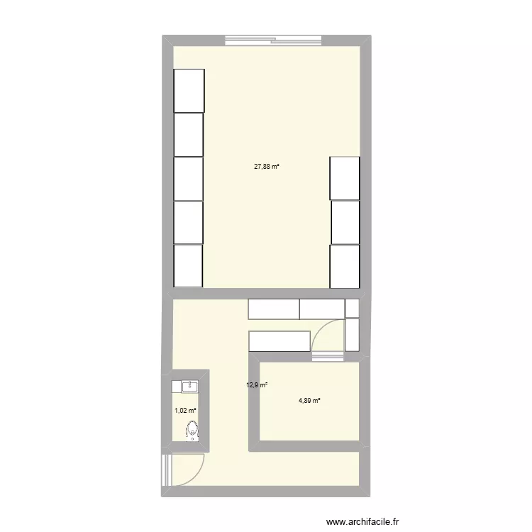 Boutique. Plan de 4 Pièces et 47 m² Boutique. Plan de 4 Pièces et 47 m²