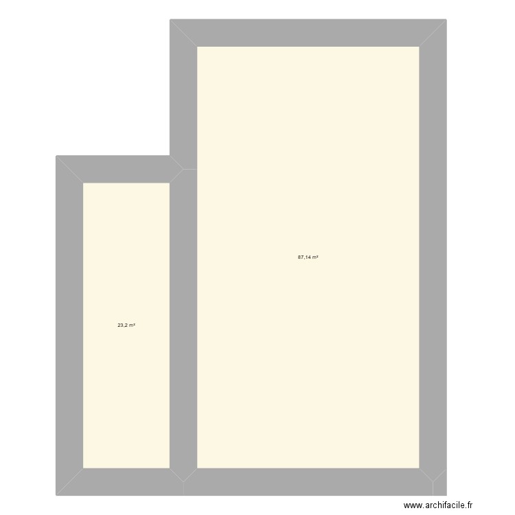 local douanes. Plan de 2 pièces et 110 m2