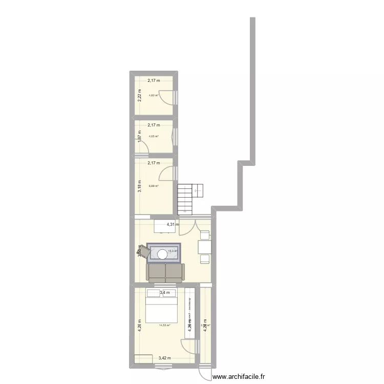 Maison actuelle. Plan de 6  et 48 m²