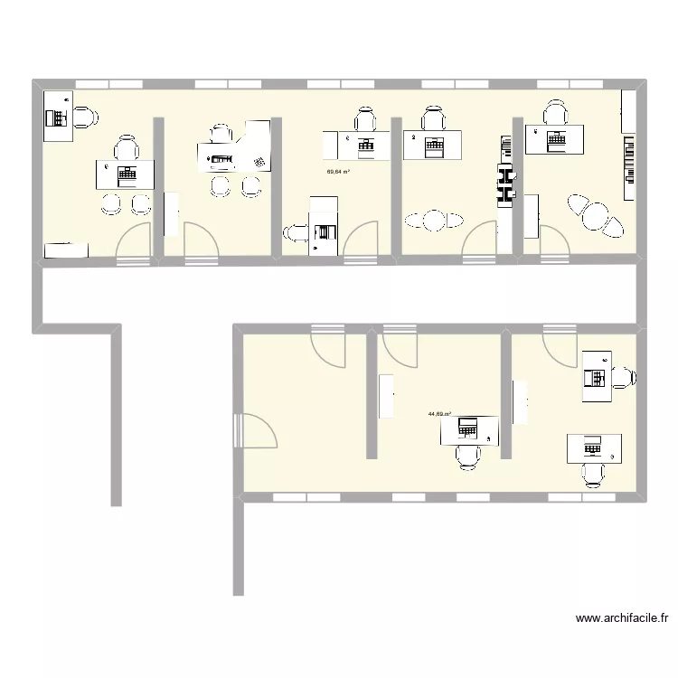 BUREAUX. Plan de 2  et 114 m²