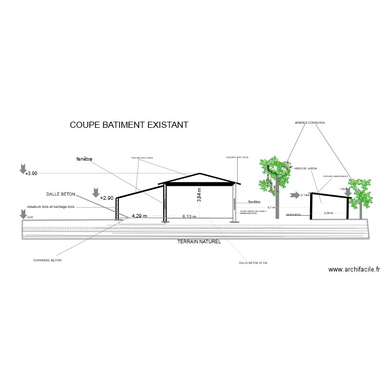 COUPE BADIMENT EXISTANT. Plan de 0 pièce et 0 m2