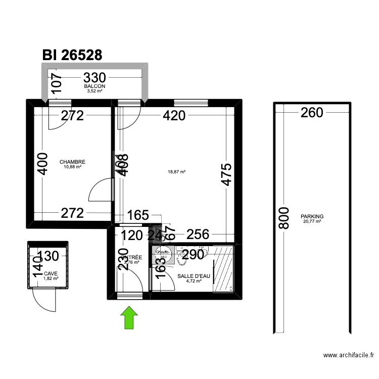 BI 26528. Plan de 8 pièces et 63 m2
