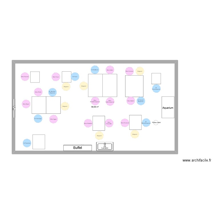 Salle à manger USD. Plan de 1 pièce et 99 m2