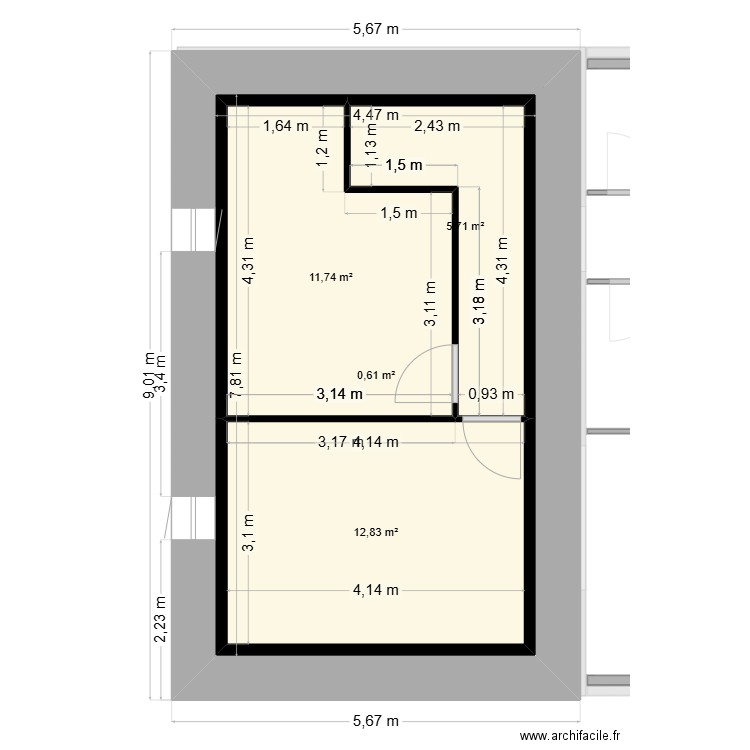 plan de masse log 2. Plan de 5 pièces et 102 m2