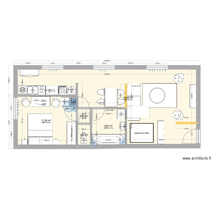 plan tours. Plan de 6 pièces et 53 m2