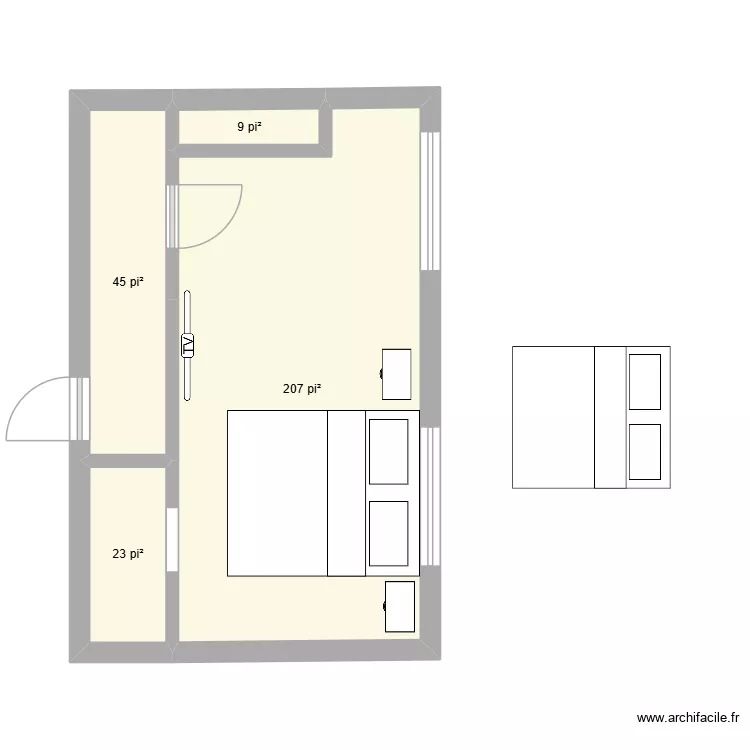 chambre sr. Plan de 4  et 26 m²