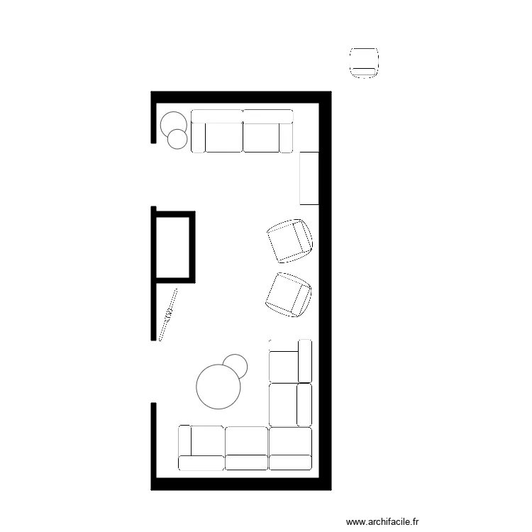 Sabrina salon. Plan de 1  et 1 m²