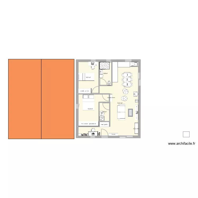 Esquisse lot 7 - Variant entr&eacute;e chambre 1. Plan de 