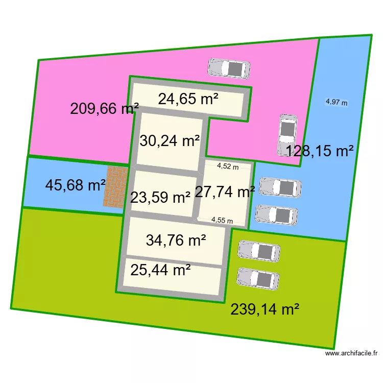 Chaveyriat - existant. Plan de 10  et 789 m²