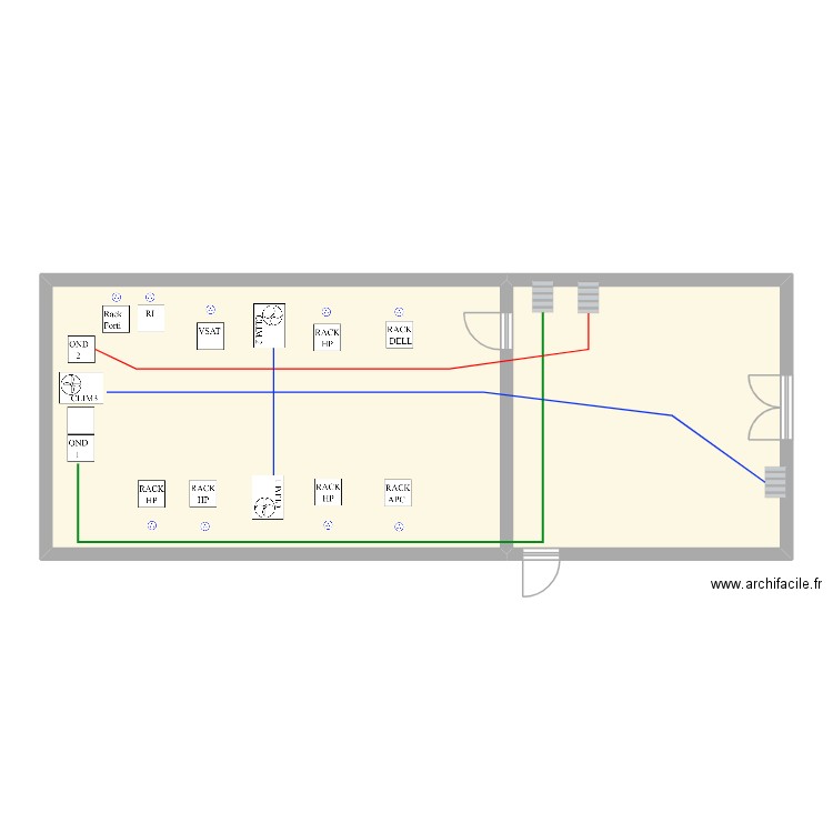 dat. Plan de 2 pièces et 89 m2