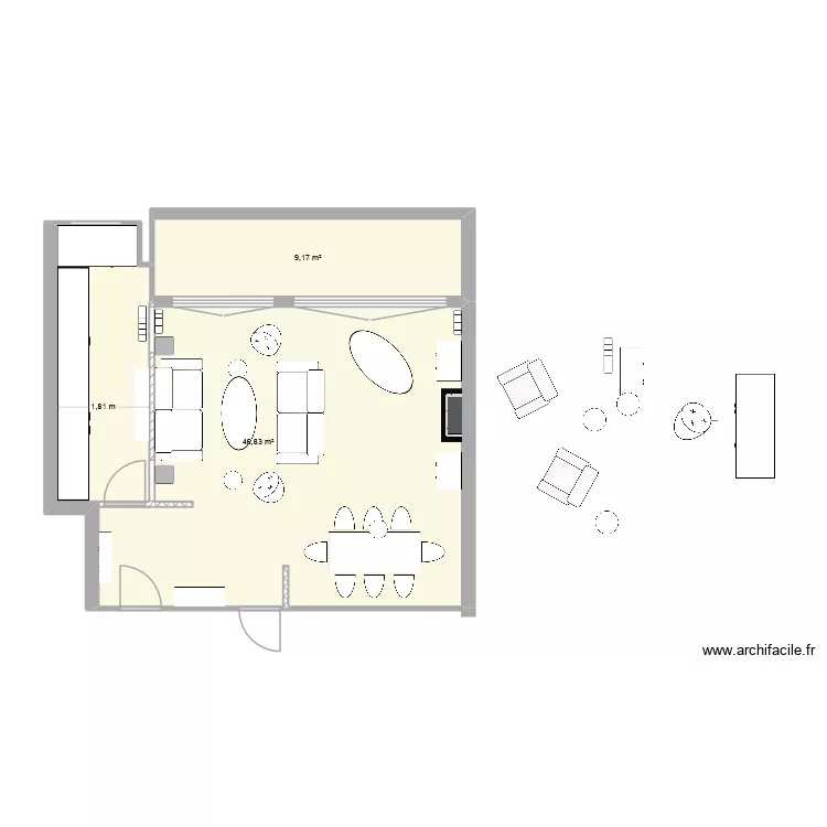 lavoisier 7. Plan de 2 pièces et 56 m²