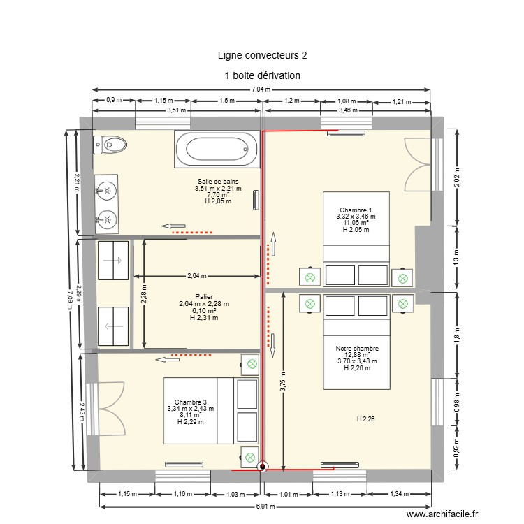 Lignes convecteurs 2. Plan de 0 pièce et 0 m2
