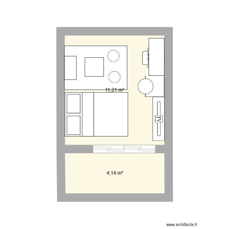moi. Plan de 2 pièces et 15 m2